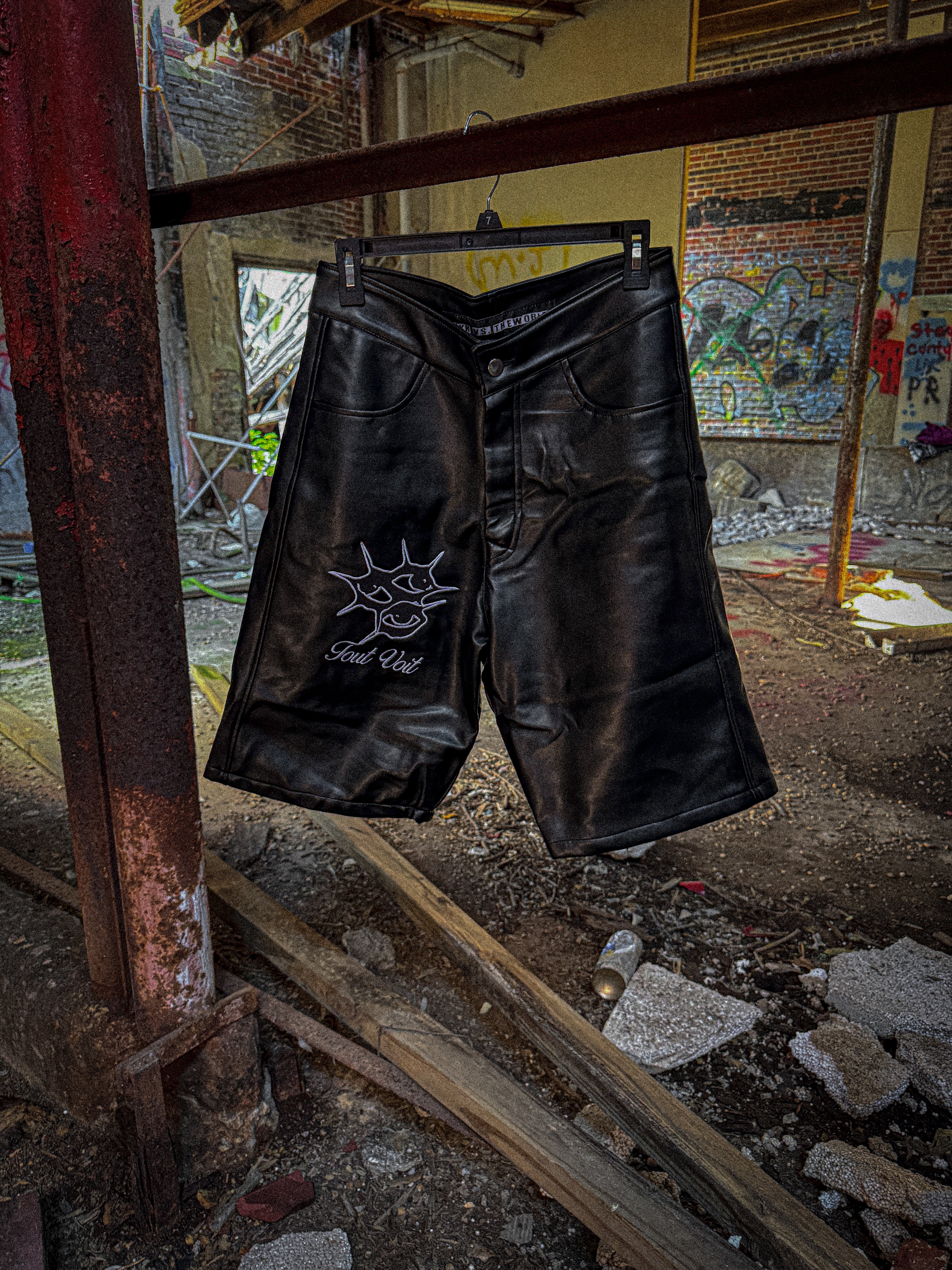 Tout Voit Leather Shorts